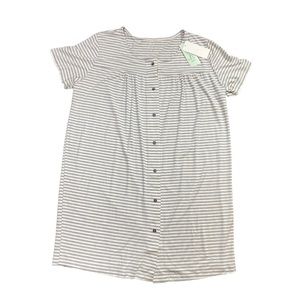 NACHILA Bamboo Women's Size L Lounge Dress Stripe White Gray Soft Breathable New